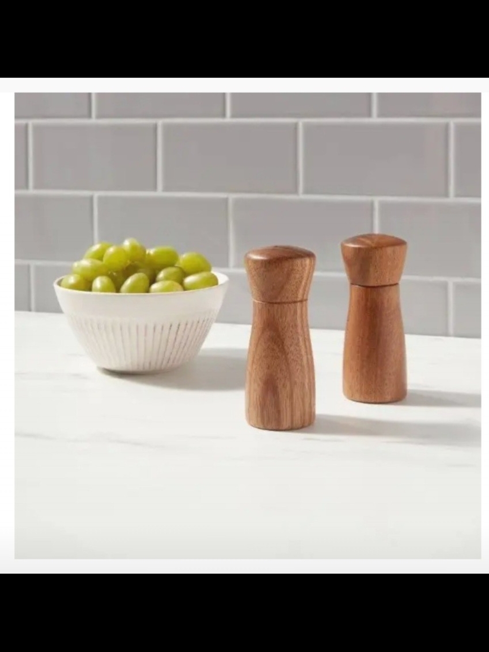 Threshold Acacia Indented Salt Shaker & Pepper Grinder Set